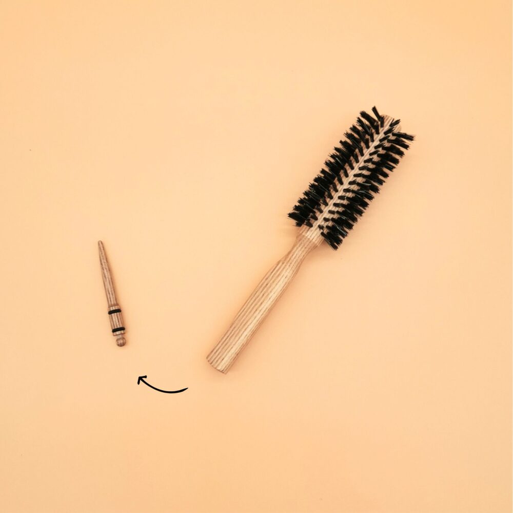 Brosse à brushing en frêne & poils naturels - coiffage doux – Image 2